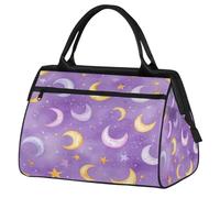 Mexpekil Borsone da viaggio impermeabile borsa da palestra Carry On Weekend Borse per la notte Grande bagaglio a mano borse per donne uomini bambini, Luna Viola Stelle