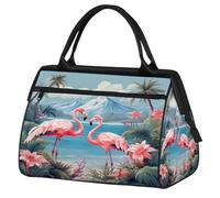 Mexpekil Borsone da viaggio impermeabile borsa da palestra Carry On Weekend Borse per la notte Grande bagaglio a mano borse per donne uomini bambini, Flamingo Tropical Mountain