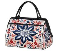 Mexpekil Borsone da viaggio impermeabile borsa da palestra Carry On Weekend Borse per la notte Grande bagaglio a mano borse per donne uomini bambini, Rosso Boho Floreale