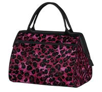 Mexpekil Borsone da viaggio impermeabile borsa da palestra Carry On Weekend Borse per la notte Grande bagaglio a mano borse per donne uomini bambini, Stampa Leopardata Rosa Scuro