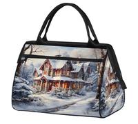 Mexpekil Borsone da viaggio impermeabile borsa da palestra Carry On Weekend Borse per la notte Grande bagaglio a mano borse per donne uomini bambini, Inverno Snow House