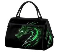 Mexpekil Borsone da viaggio impermeabile borsa da palestra Carry On Weekend Borse per la notte Grande bagaglio a mano borse per donne uomini bambini, Drago Verde Fuoco