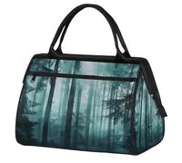 Mexpekil Borsone da viaggio impermeabile borsa da palestra Carry On Weekend Borse per la notte Grande bagaglio a mano borse per donne uomini bambini, Alberi della foresta nebbiosa