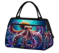 Mexpekil Borsone da viaggio impermeabile borsa da palestra Carry On Weekend Borse per la notte Grande bagaglio a mano borse per donne uomini bambini, Polpo arancione sott'acqua