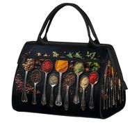 Mexpekil Borsone da viaggio impermeabile borsa da palestra Carry On Weekend Borse per la notte Grande bagaglio a mano borse per donne uomini bambini, Spezie Erbe Cucchiai