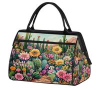 Mexpekil Borsone da viaggio impermeabile borsa da palestra Carry On Weekend Borse per la notte Grande bagaglio a mano borse per donne uomini bambini, Giardino dei cactus