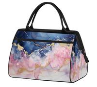 Mexpekil Borsone da viaggio impermeabile borsa da palestra Carry On Weekend Borse per la notte Grande bagaglio a mano borse per donne uomini bambini, Marmo Blu Rosa