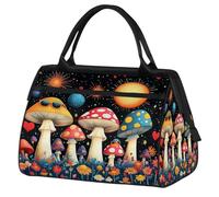 Mexpekil Borsone da viaggio impermeabile borsa da palestra Carry On Weekend Borse per la notte Grande bagaglio a mano borse per donne uomini bambini, Funghi Cartoon Fiori Luna