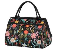 Mexpekil Borsone da viaggio impermeabile borsa da palestra Carry On Weekend Borse per la notte Grande bagaglio a mano borse per donne uomini bambini, Foglie floreali Boho