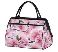 Mexpekil Borsone da viaggio impermeabile borsa da palestra Carry On Weekend Borse per la notte Grande bagaglio a mano borse per donne uomini bambini, Ramo di fiori di ciliegio rosa