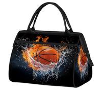 Mexpekil Borsone da viaggio impermeabile borsa da palestra Carry On Weekend Borse per la notte Grande bagaglio a mano borse per donne uomini bambini, Basket in Fire