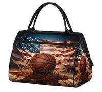 Mexpekil Borsone da viaggio impermeabile borsa da palestra Carry On Weekend Borse per la notte Grande bagaglio a mano borse per donne uomini bambini, Bandiera USA Basket