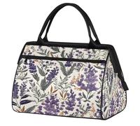 Mexpekil Borsone da viaggio impermeabile borsa da palestra Carry On Weekend Borse per la notte Grande bagaglio a mano borse per donne uomini bambini, Pianta floreale viola