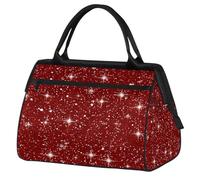 Mexpekil Borsone da viaggio impermeabile borsa da palestra Carry On Weekend Borse per la notte Grande bagaglio a mano borse per donne uomini bambini, Stelle Glitter Rosse