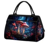 Mexpekil Borsone da viaggio impermeabile borsa da palestra Carry On Weekend Borse per la notte Grande bagaglio a mano borse per donne uomini bambini, Fungo Rosso Magico