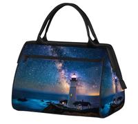 Mexpekil Borsone da viaggio impermeabile borsa da palestra Carry On Weekend Borse per la notte Grande bagaglio a mano borse per donne uomini bambini, Faro della galassia marina