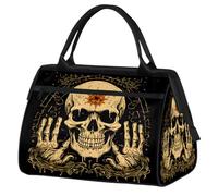 Mexpekil Borsone da viaggio impermeabile borsa da palestra Carry On Weekend Borse per la notte Grande bagaglio a mano borse per donne uomini bambini, Boho Skull Mano