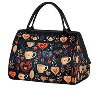 Mexpekil Borsone da viaggio impermeabile borsa da palestra Carry On Weekend Borse per la notte Grande bagaglio a mano borse per donne uomini bambini, Boho Cup Cuore Foglia