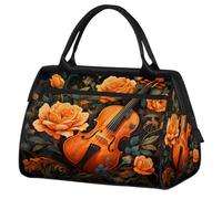 Mexpekil Borsone da viaggio impermeabile borsa da palestra Carry On Weekend Borse per la notte Grande bagaglio a mano borse per donne uomini bambini, Fiore di violino