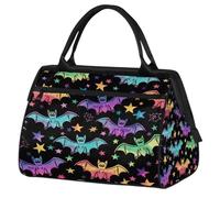 Mexpekil Borsone da viaggio impermeabile borsa da palestra Carry On Weekend Borse per la notte Grande bagaglio a mano borse per donne uomini bambini, Stella di pipistrello colorata