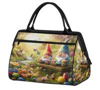 Mexpekil Borsone da viaggio impermeabile borsa da palestra Carry On Weekend Borse per la notte Grande bagaglio a mano borse per donne uomini bambini, Gnomi delle uova di Pasqua della foresta