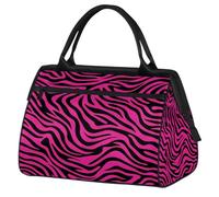 Mexpekil Borsone da viaggio impermeabile borsa da palestra Carry On Weekend Borse per la notte Grande bagaglio a mano borse per donne uomini bambini, Motivo Zebra rosa acceso