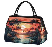 Mexpekil Borsone da viaggio impermeabile borsa da palestra Carry On Weekend Borse per la notte Grande bagaglio a mano borse per donne uomini bambini, Palme del fiume al tramonto