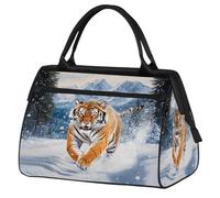 Mexpekil Borsone da viaggio impermeabile borsa da palestra Carry On Weekend Borse per la notte Grande bagaglio a mano borse per donne uomini bambini, Tiger Running Snow