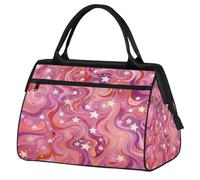 Mexpekil Borsone da viaggio impermeabile borsa da palestra Carry On Weekend Borse per la notte Grande bagaglio a mano borse per donne uomini bambini, Stella in marmo rosa