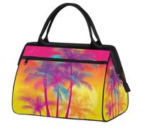 Mexpekil Borsone da viaggio impermeabile borsa da palestra Carry On Weekend Borse per la notte Grande bagaglio a mano borse per donne uomini bambini, Palme Rosa Neon