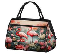 Mexpekil Borsone da viaggio impermeabile borsa da palestra Carry On Weekend Borse per la notte Grande bagaglio a mano borse per donne uomini bambini, Pianta Fenicottero Rosa