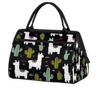 Mexpekil Borsone da viaggio impermeabile borsa da palestra Carry On Weekend Borse per la notte Grande bagaglio a mano borse per donne uomini bambini, Llama e cactus