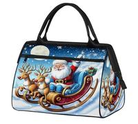 Mexpekil Borsone da viaggio impermeabile borsa da palestra Carry On Weekend Borse per la notte Grande bagaglio a mano borse per donne uomini bambini, Cartone animato Babbo Natale Neve