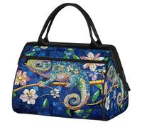 Mexpekil Borsone da viaggio impermeabile borsa da palestra Carry On Weekend Borse per la notte Grande bagaglio a mano borse per donne uomini bambini, Mandala geometrico lucertola