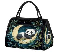 Mexpekil Borsone da viaggio impermeabile borsa da palestra Carry On Weekend Borse per la notte Grande bagaglio a mano borse per donne uomini bambini, Panda Luna cartone animato