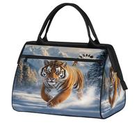 Mexpekil Borsone da viaggio impermeabile borsa da palestra Carry On Weekend Borse per la notte Grande bagaglio a mano borse per donne uomini bambini, Inverno Tiger Running