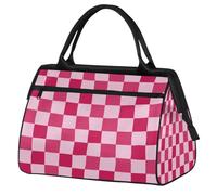 Mexpekil Borsone da viaggio impermeabile borsa da palestra Carry On Weekend Borse per la notte Grande bagaglio a mano borse per donne uomini bambini, Scacchiera rosa viola