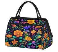 Mexpekil Borsone da viaggio impermeabile borsa da palestra Carry On Weekend Borse per la notte Grande bagaglio a mano borse per donne uomini bambini, Fiori Cartoon Neon