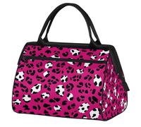 Mexpekil Borsone da viaggio impermeabile borsa da palestra Carry On Weekend Borse per la notte Grande bagaglio a mano borse per donne uomini bambini, Stampa leopardata rossa.