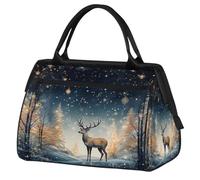 Mexpekil Borsone da viaggio impermeabile borsa da palestra Carry On Weekend Borse per la notte Grande bagaglio a mano borse per donne uomini bambini, Foresta di cervi d'arte