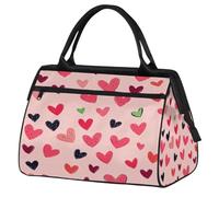 Mexpekil Borsone da viaggio impermeabile borsa da palestra Carry On Weekend Borse per la notte Grande bagaglio a mano borse per donne uomini bambini, Cuori rosa e neri