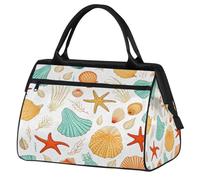 Mexpekil Borsone da viaggio impermeabile borsa da palestra Carry On Weekend Borse per la notte Grande bagaglio a mano borse per donne uomini bambini, Conchiglia vintage con stella marina sulla