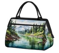 Mexpekil Borsone da viaggio impermeabile borsa da palestra Carry On Weekend Borse per la notte Grande bagaglio a mano borse per donne uomini bambini, Fiume Foresta Montagna