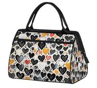 Mexpekil Borsone da viaggio impermeabile borsa da palestra Carry On Weekend Borse per la notte Grande bagaglio a mano borse per donne uomini bambini, San Valentino Cuore Nero