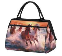 Mexpekil Borsone da viaggio impermeabile borsa da palestra Carry On Weekend Borse per la notte Grande bagaglio a mano borse per donne uomini bambini, Tramonto sul mare del cavallo in esec