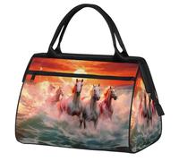 Mexpekil Borsone da viaggio impermeabile borsa da palestra Carry On Weekend Borse per la notte Grande bagaglio a mano borse per donne uomini bambini, Cavallo Sea Run