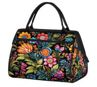 Mexpekil Borsone da viaggio impermeabile borsa da palestra Carry On Weekend Borse per la notte Grande bagaglio a mano borse per donne uomini bambini, Boho con foglie floreali luminose