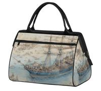 Mexpekil Borsone da viaggio impermeabile borsa da palestra Carry On Weekend Borse per la notte Grande bagaglio a mano borse per donne uomini bambini, Oceano Nave Vintage