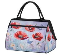 Mexpekil Borsone da viaggio impermeabile borsa da palestra Carry On Weekend Borse per la notte Grande bagaglio a mano borse per donne uomini bambini, Dipinto di papaveri rossi