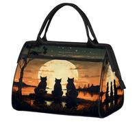 Mexpekil Borsone da viaggio impermeabile borsa da palestra Carry On Weekend Borse per la notte Grande bagaglio a mano borse per donne uomini bambini, Gatti Luna